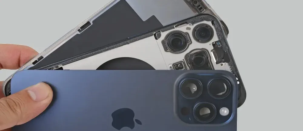 scattered iphone parts